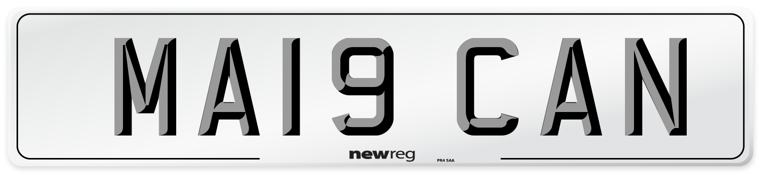 MA19 CAN Number Plate from New Reg